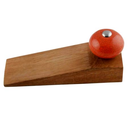 Orange Black Crackle Wooden Door Stopper